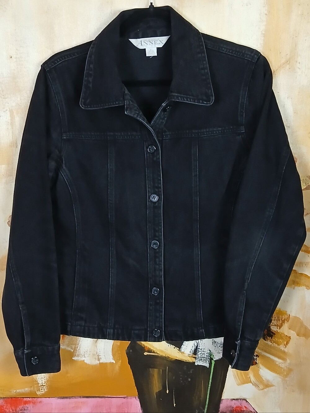 Casual Corner Annex Black Denim Button Front Jacket - Size 6